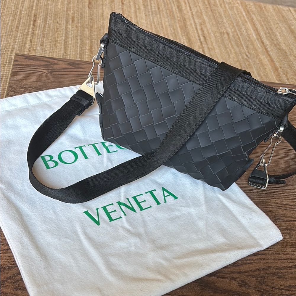 Bottega Veneta Black Woven Crossbody Bag, Made in Italy. Dust bag included.